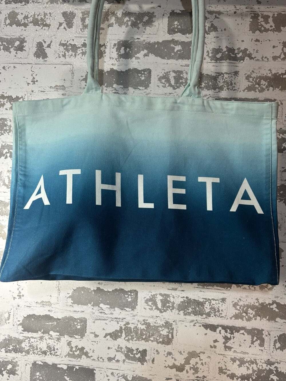 NWT Athleta Blue Ombre Cotton Canvas Large Tote Bag